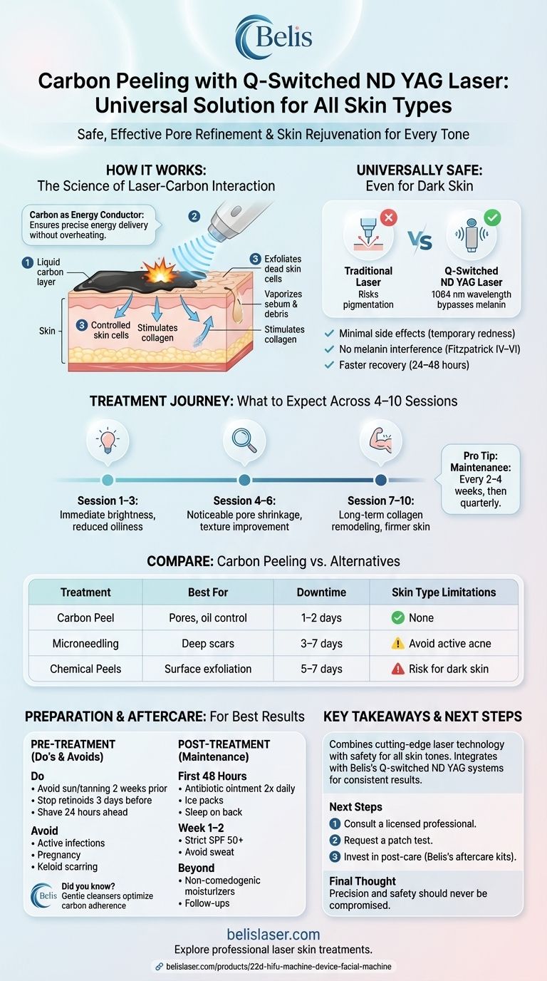 How Carbon Peeling with Q-Switched ND YAG Laser Works for All Skin Types Visual Guide