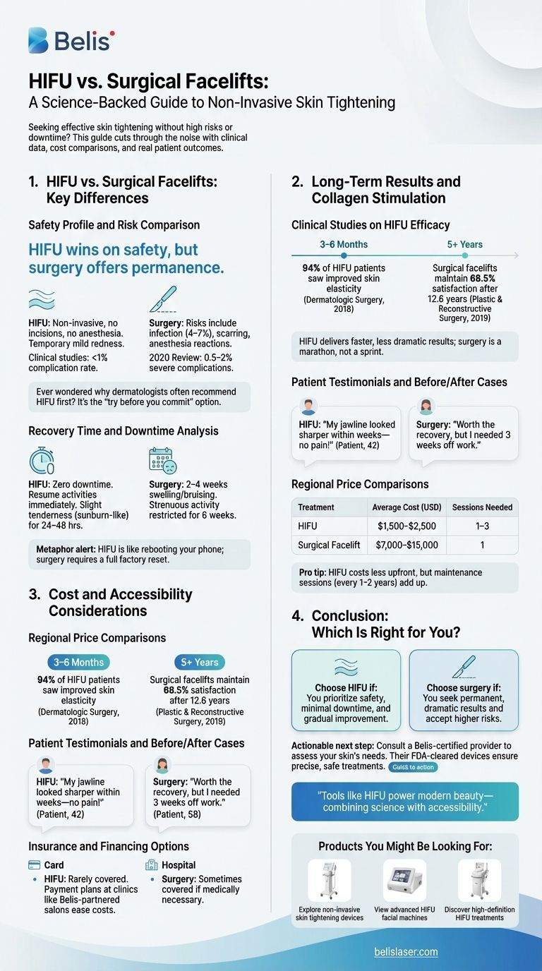 HIFU vs. Surgical Facelifts: A Science-Backed Guide to Non-Invasive Skin Tightening Visual Guide