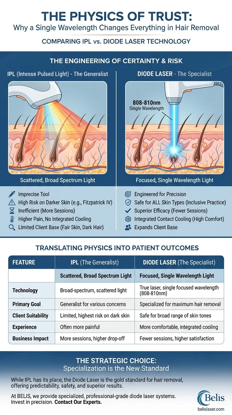 La Física de la Confianza: Por Qué una Sola Longitud de Onda lo Cambia Todo en la Depilación Guía Visual