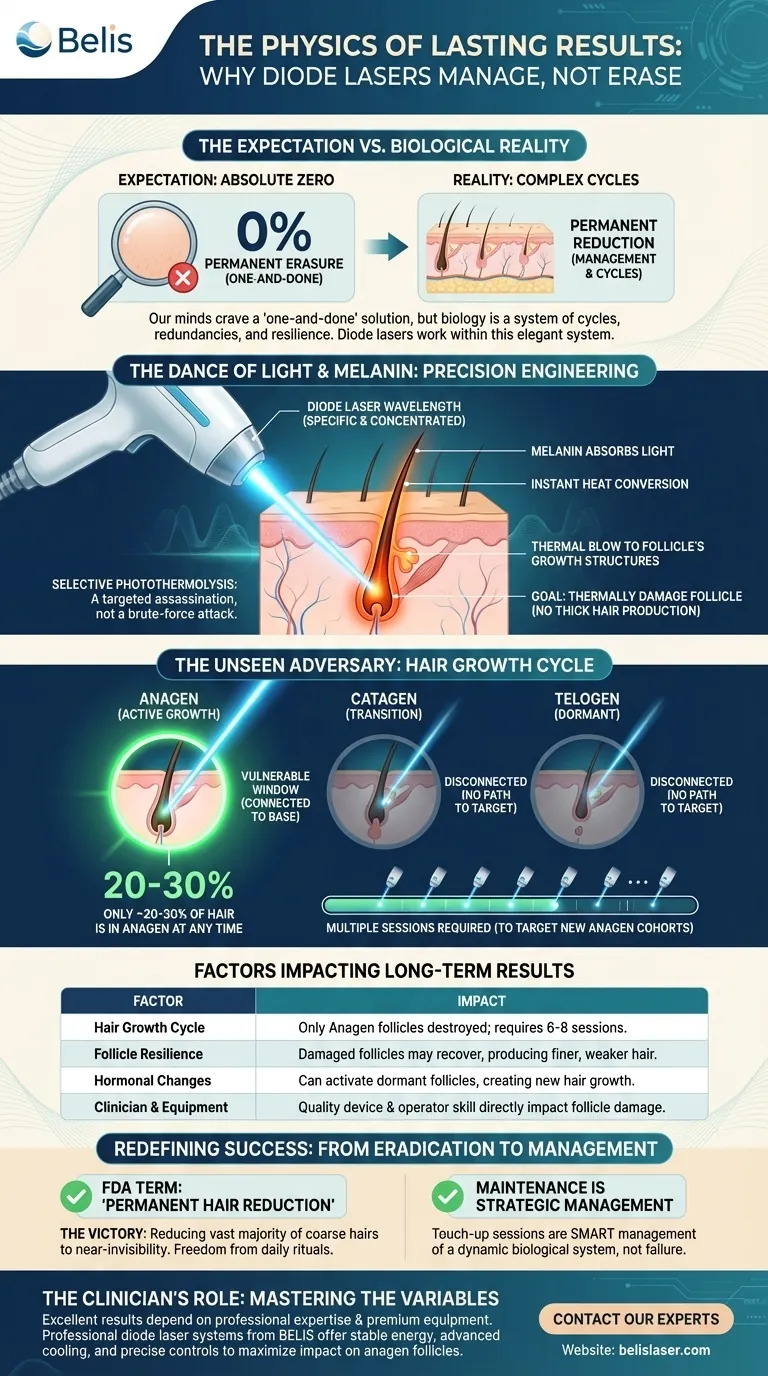 فيزياء النتائج الدائمة: لماذا تدير الليزرات الثنائية، ولا تمحو دليل مرئي
