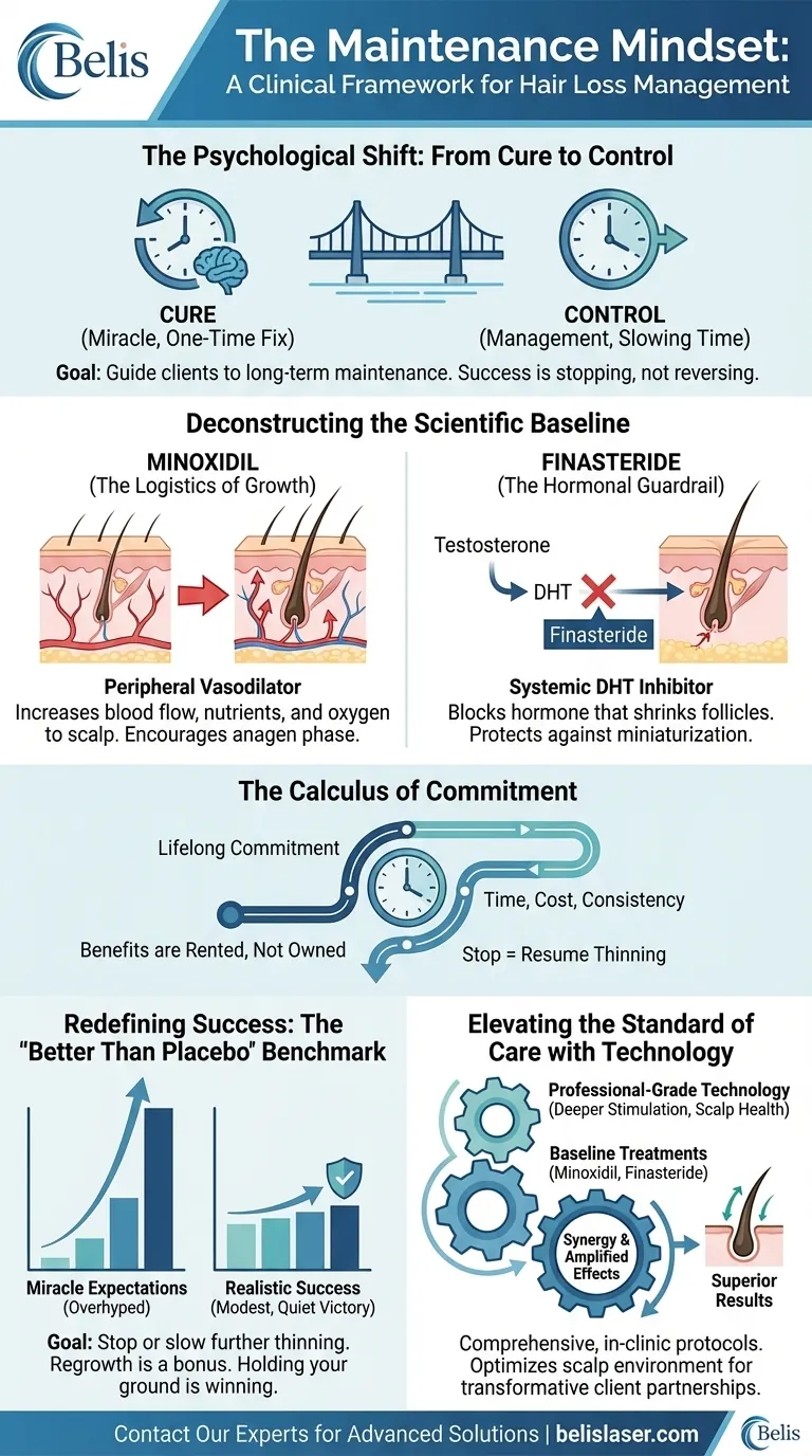 La Mentalidad de Mantenimiento: Un Marco Clínico para el Manejo de la Caída del Cabello Guía Visual
