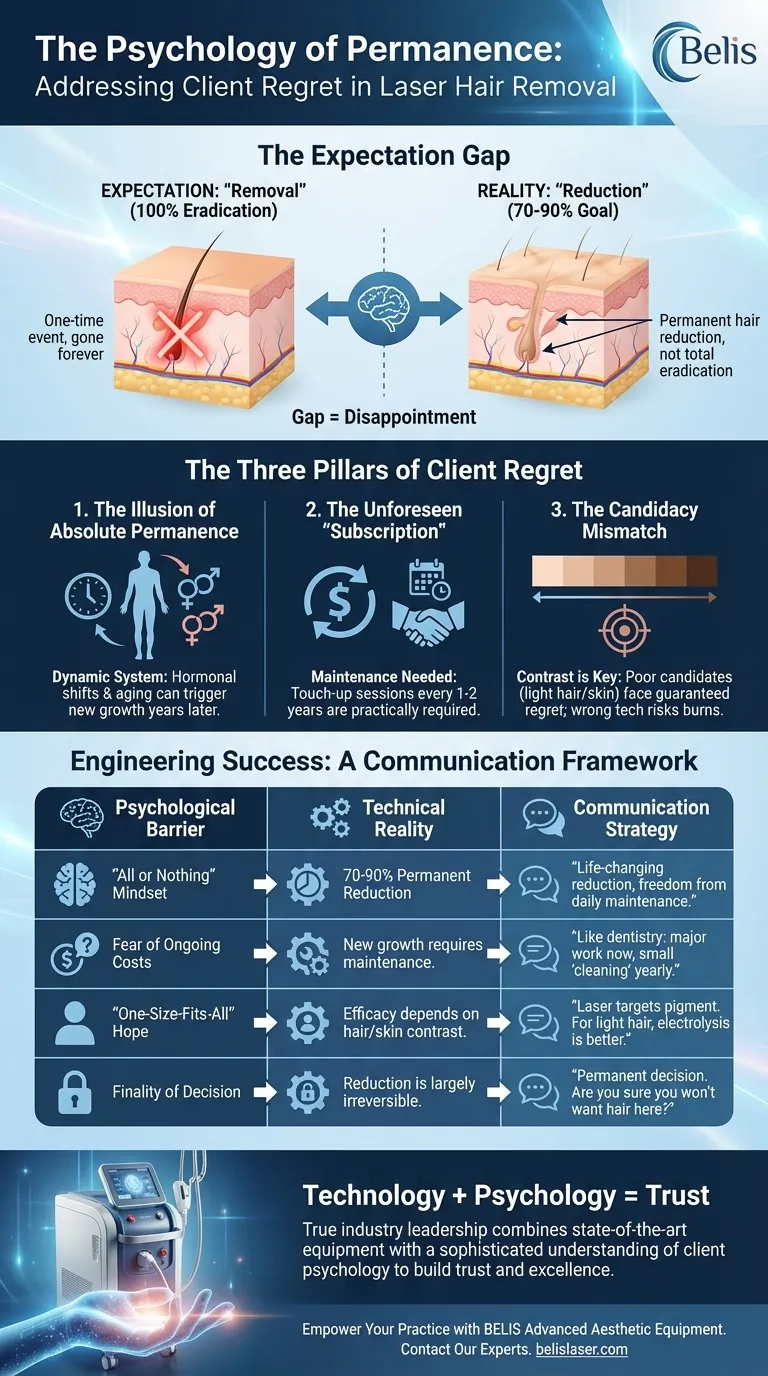 علم نفس الديمومة: لماذا يعتبر ندم العملاء على إزالة الشعر بالليزر مشكلة نظامية دليل مرئي