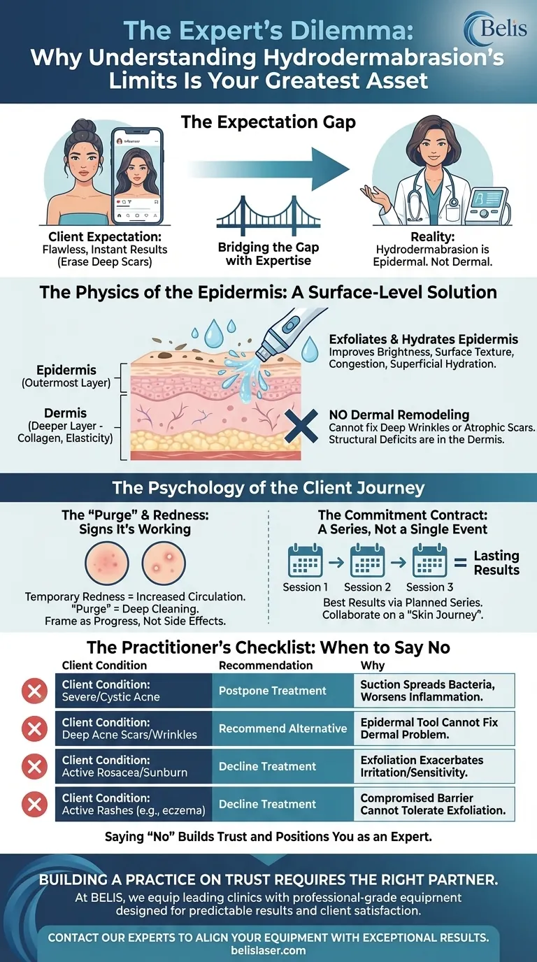 The Expert's Dilemma: Why Understanding Hydrodermabrasion's Limits Is Your Greatest Asset Visual Guide