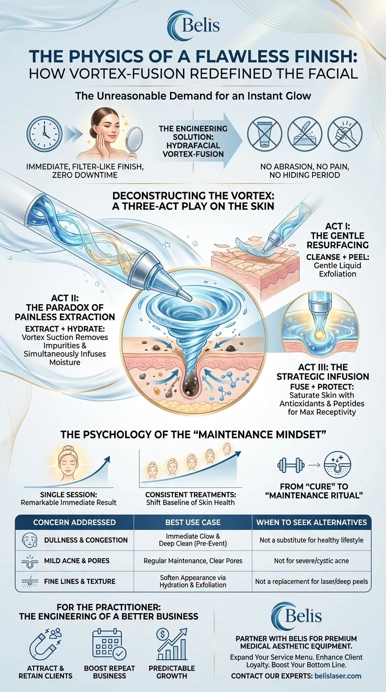 فيزياء اللمسة النهائية الخالية من العيوب: كيف أعادت تقنية Vortex-Fusion تعريف العناية بالوجه دليل مرئي