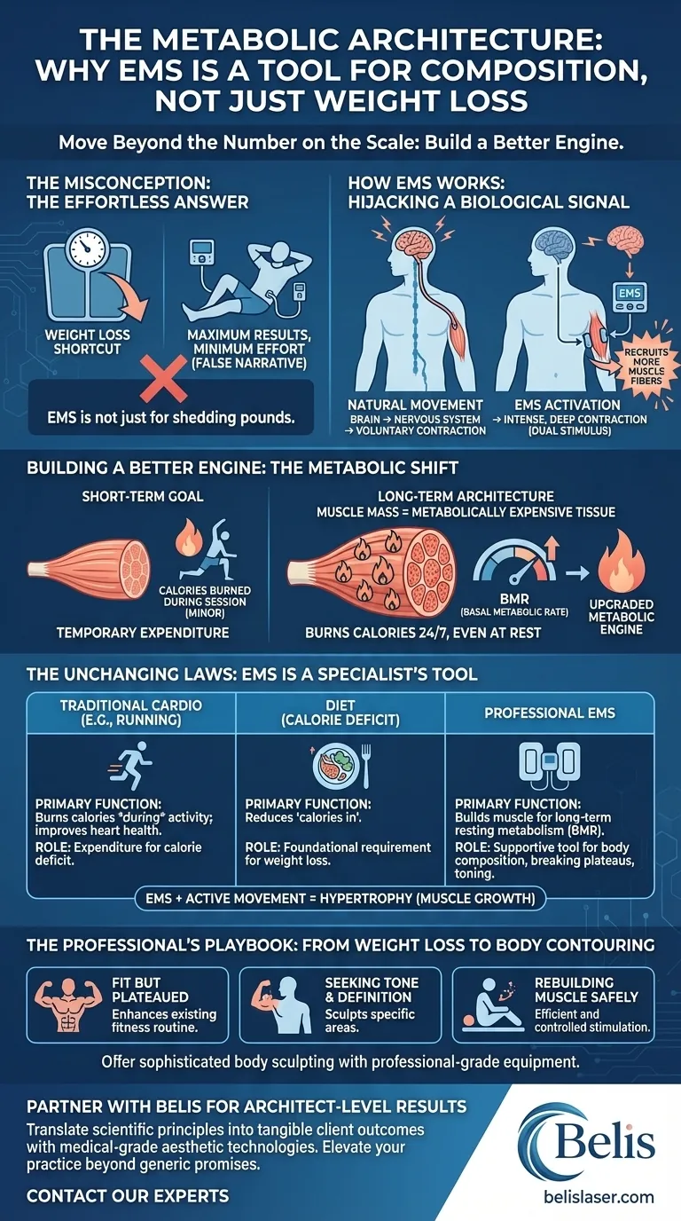 الهندسة المعمارية الأيضية: لماذا يعد التحفيز الكهربائي للعضلات (EMS) أداة للتكوين، وليس مجرد فقدان الوزن دليل مرئي