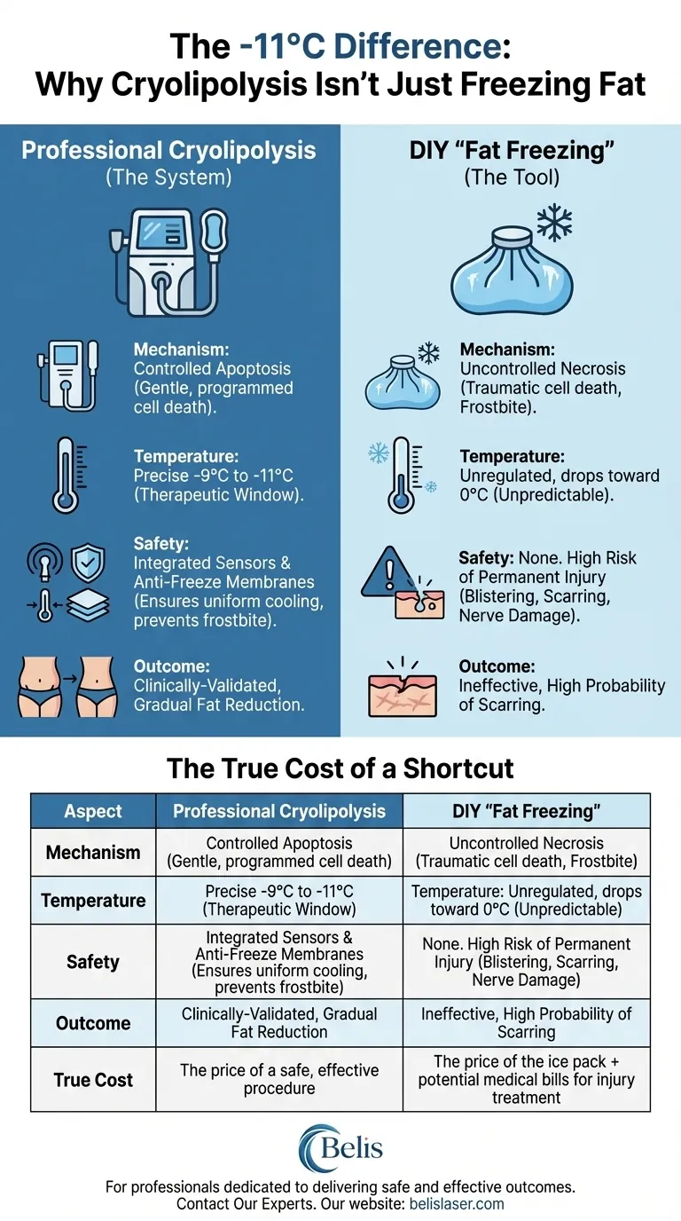 فرق الـ 11 درجة مئوية: لماذا تجميد الدهون ليس مجرد تجميد دليل مرئي
