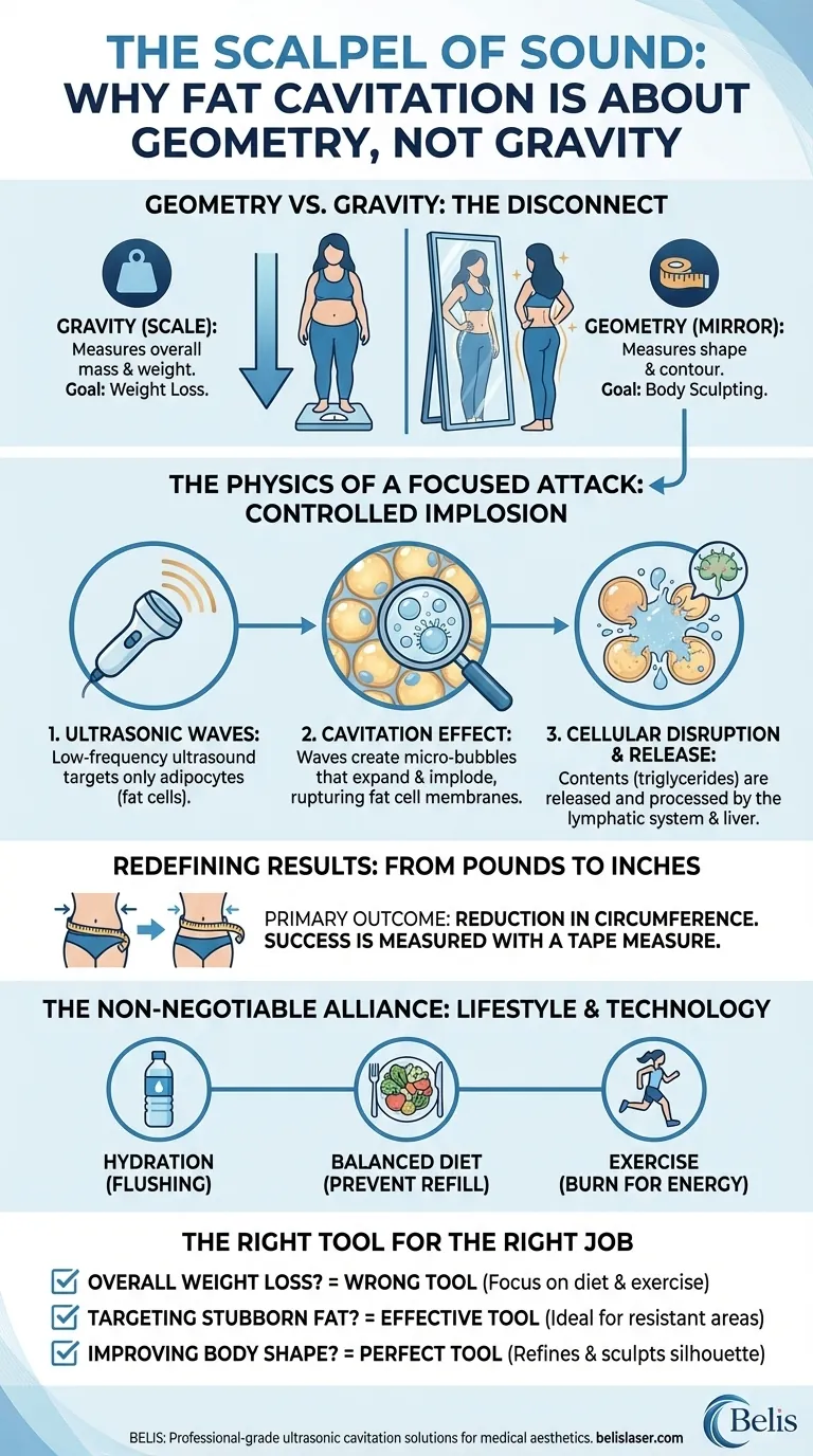 المبضع الصوتي: لماذا يعتمد إذابة الدهون بالموجات فوق الصوتية على الهندسة، وليس الجاذبية دليل مرئي