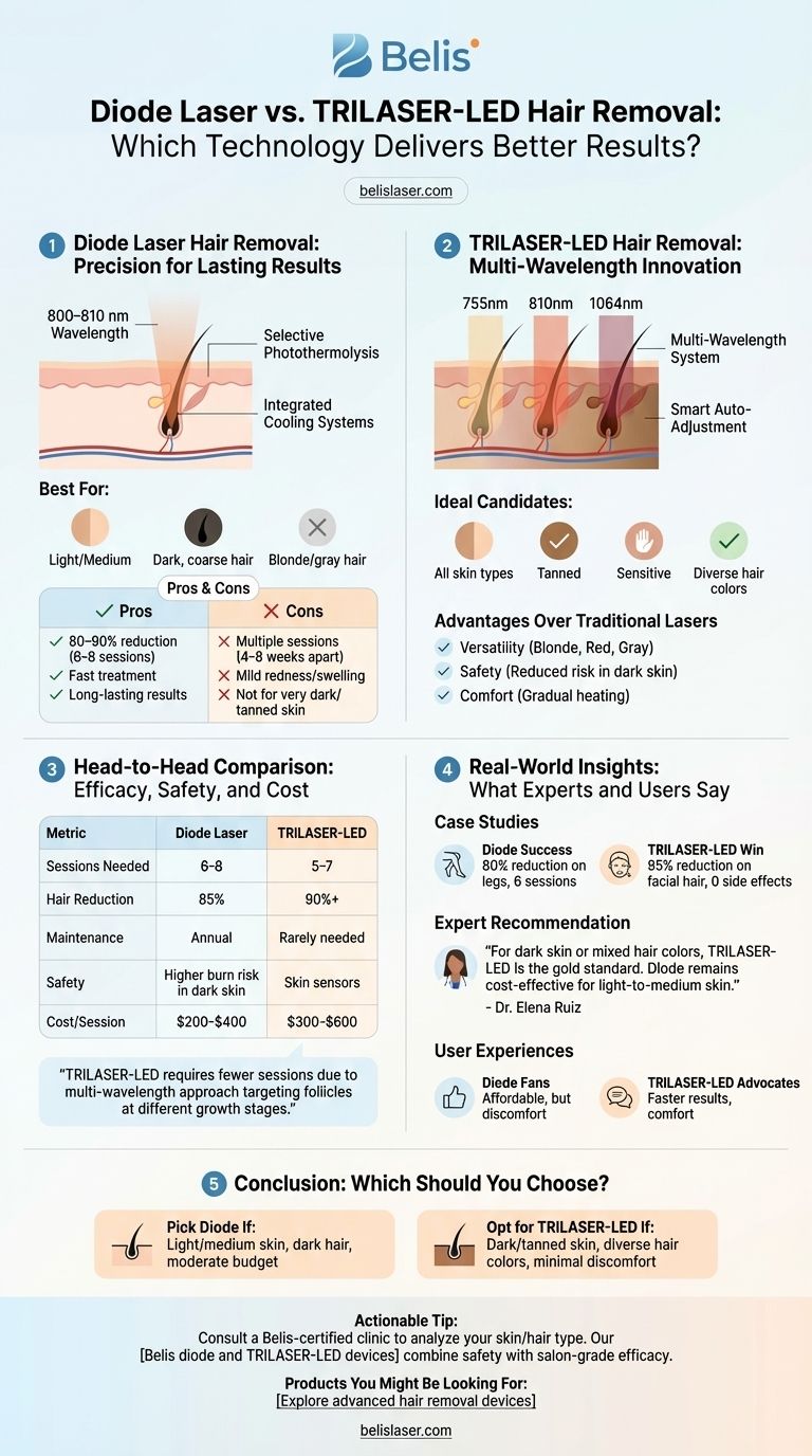 Diode Laser vs. TRILASER-LED Hair Removal: Which Technology Delivers Better Results? Visual Guide