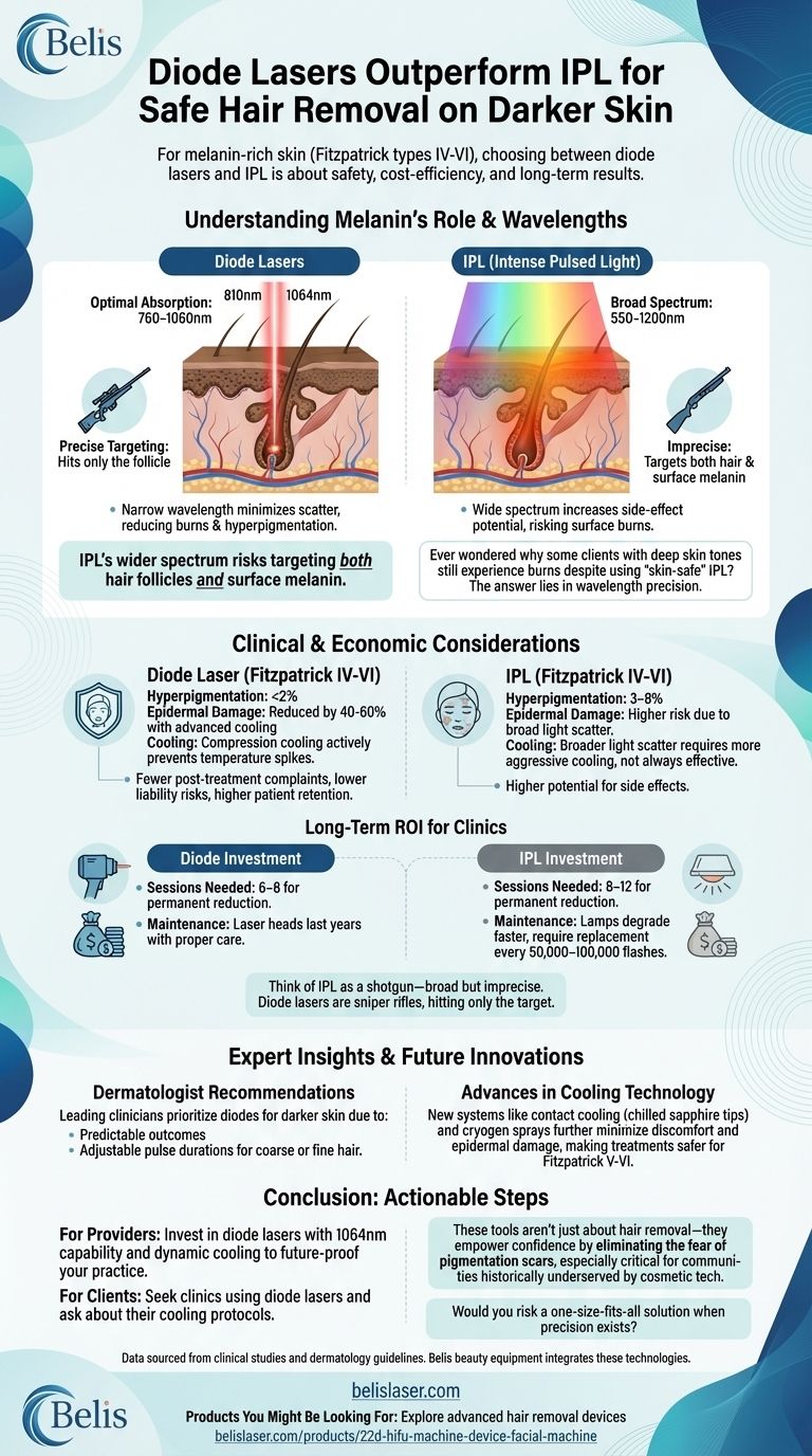 How Diode Lasers Outperform IPL for Safe Hair Removal on Darker Skin Visual Guide