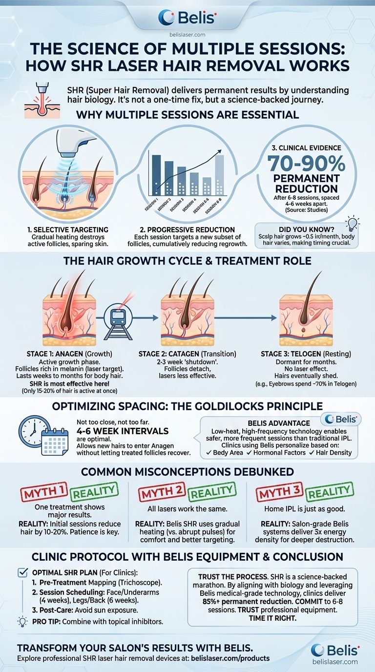 Come funziona la depilazione laser SHR: La scienza dietro le sedute multiple Guida Visiva