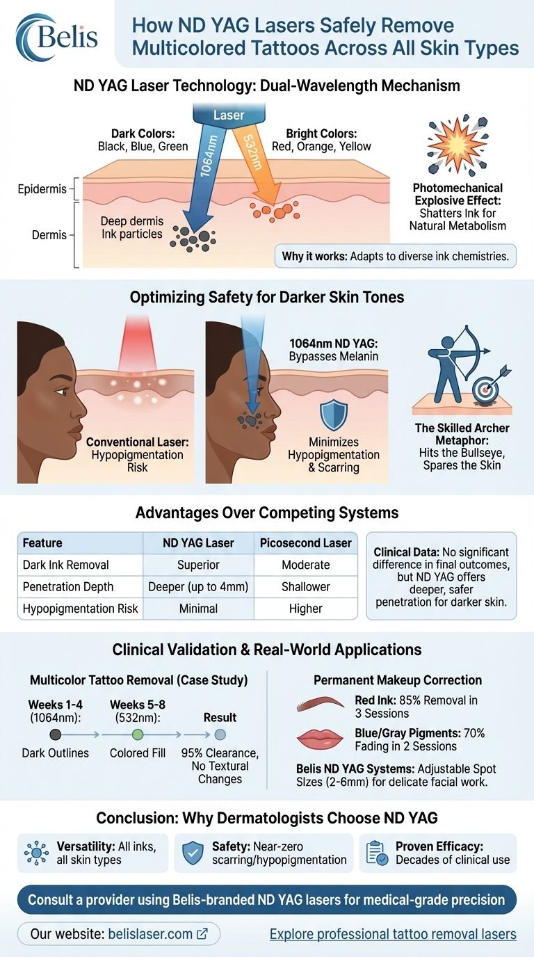 肌の色に関わらず、ND YAGレーザーによる多色インクのタトゥー除去の安全性 ビジュアルガイド