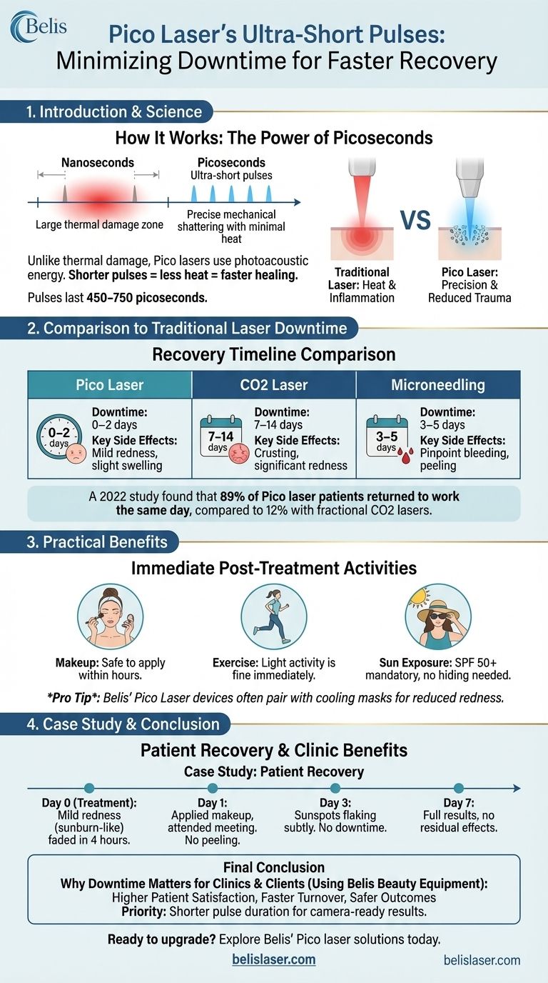 ピコレーザーの超短パルスがダウンタイムを最小限に抑え、回復を早める方法 ビジュアルガイド