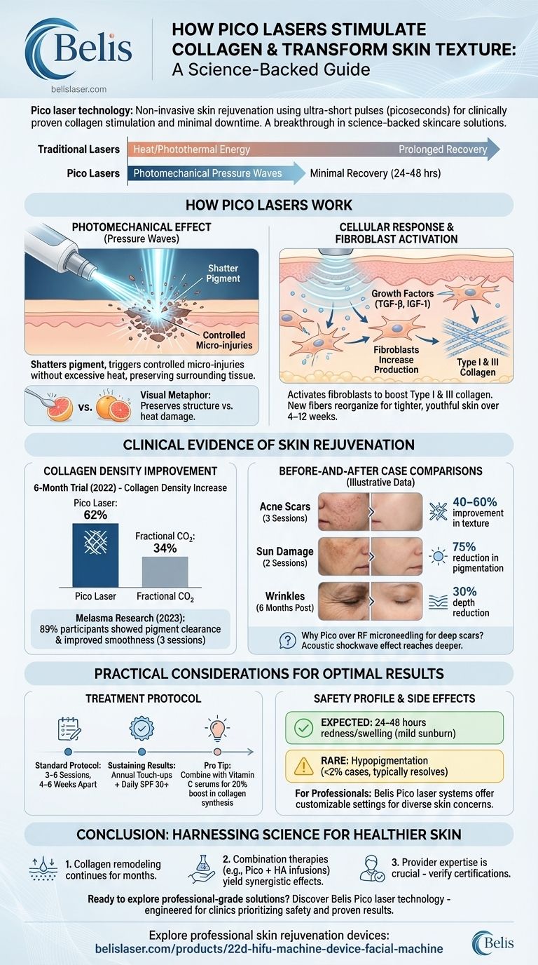Comment les lasers Pico stimulent le collagène et transforment la texture de la peau : un guide scientifique Guide Visuel