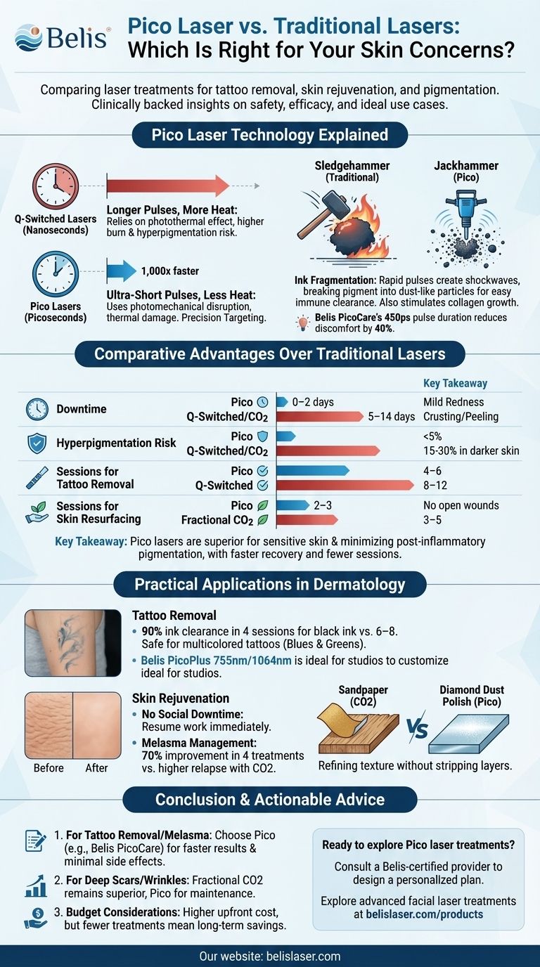 Laser Pico e laser tradizionale: Qual è quello giusto per i vostri problemi di pelle? Guida Visiva