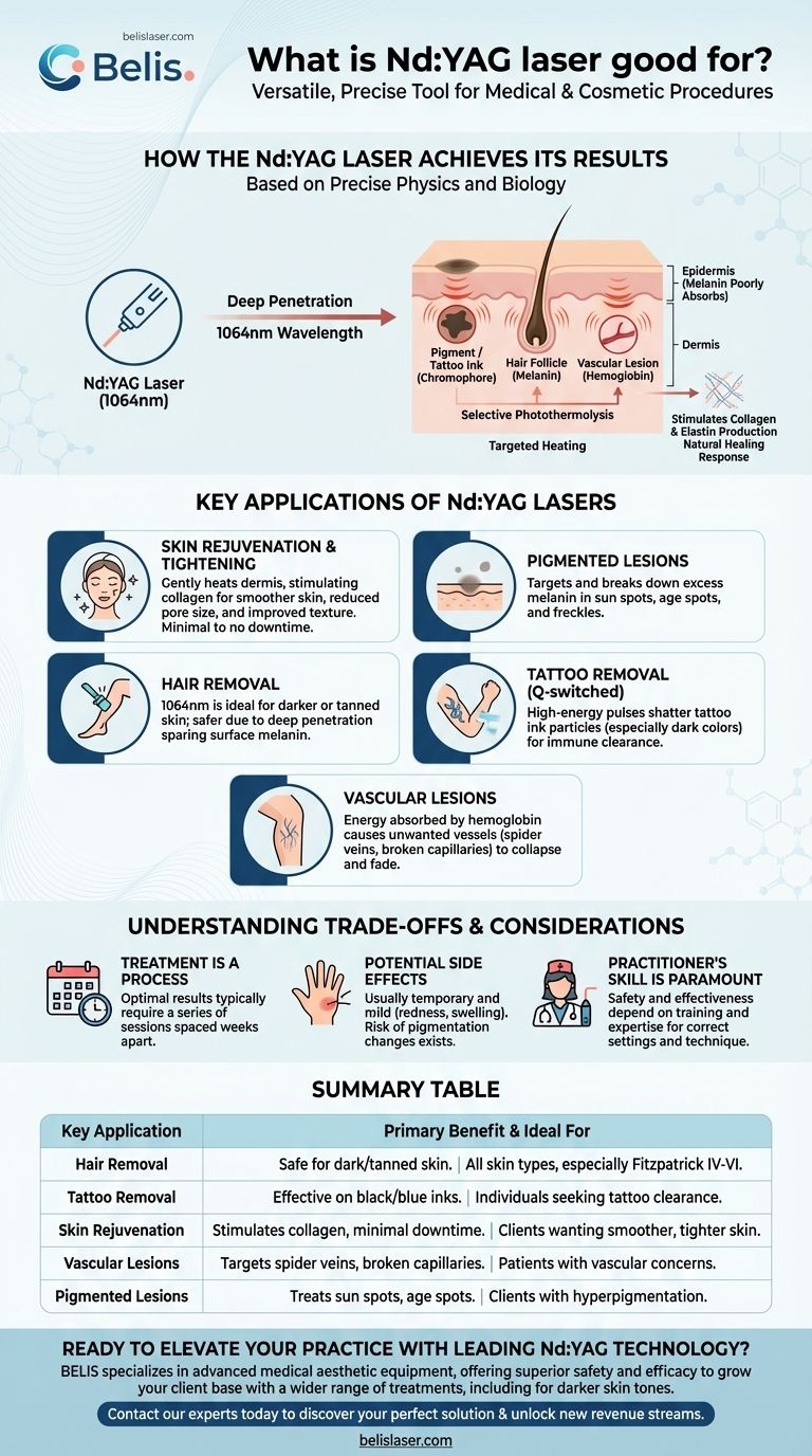 A cosa serve il laser Nd:YAG? Ottieni trattamenti sicuri e profondi per tutti i tipi di pelle Guida Visiva