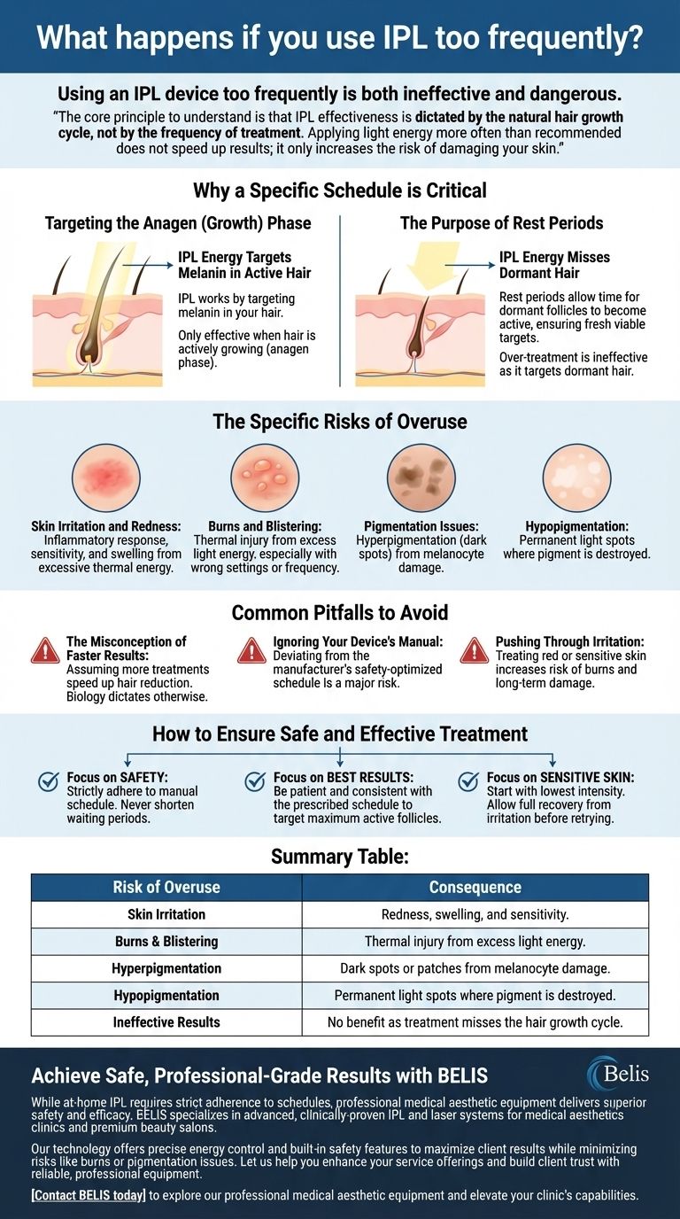O que acontece se você usar IPL com muita frequência? Evite Queimaduras e Danos de Pigmentação Guia Visual