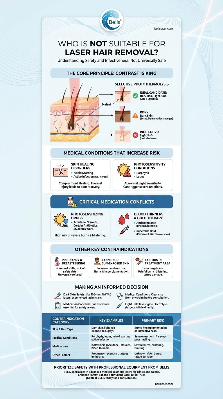 レーザー脱毛に適さない人は？施術の適格性を評価するための安全ガイド ビジュアルガイド