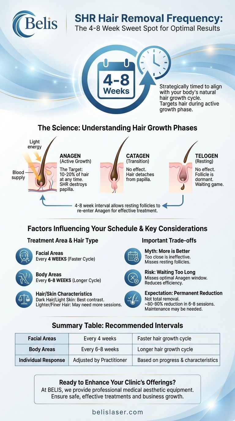 كم مرة يجب أن أقوم بإزالة الشعر بتقنية SHR؟ حسّن جدولك الزمني للحصول على نتائج دائمة دليل مرئي