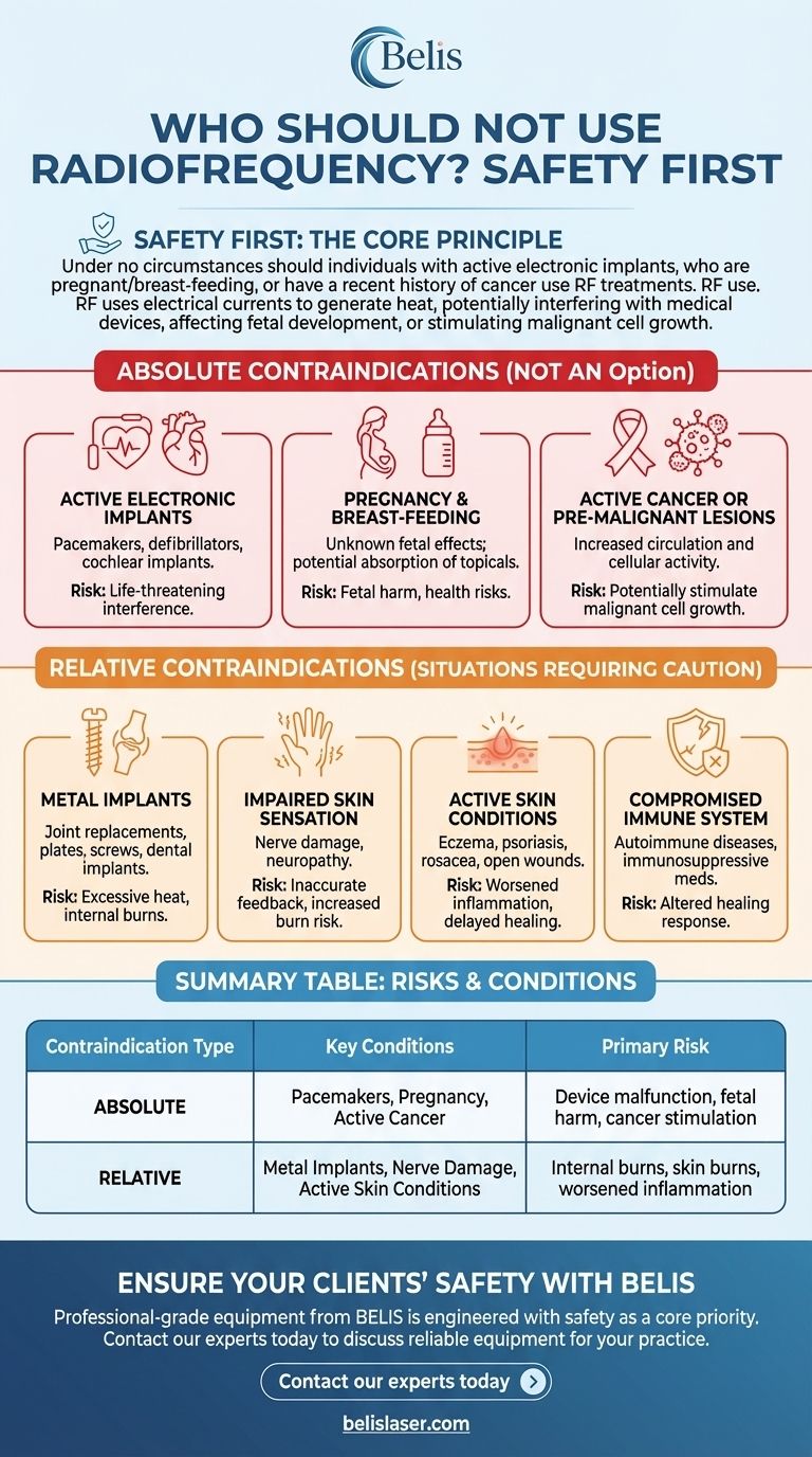 Quem não deve usar radiofrequência? Identificação de Condições de Alto Risco para um Tratamento Seguro Guia Visual