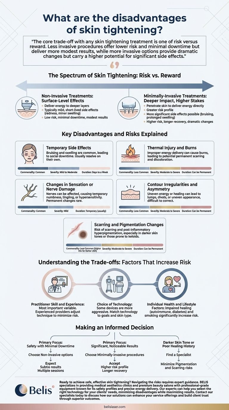 Quali sono gli svantaggi del rassodamento cutaneo? Comprendere i rischi e i compromessi Guida Visiva
