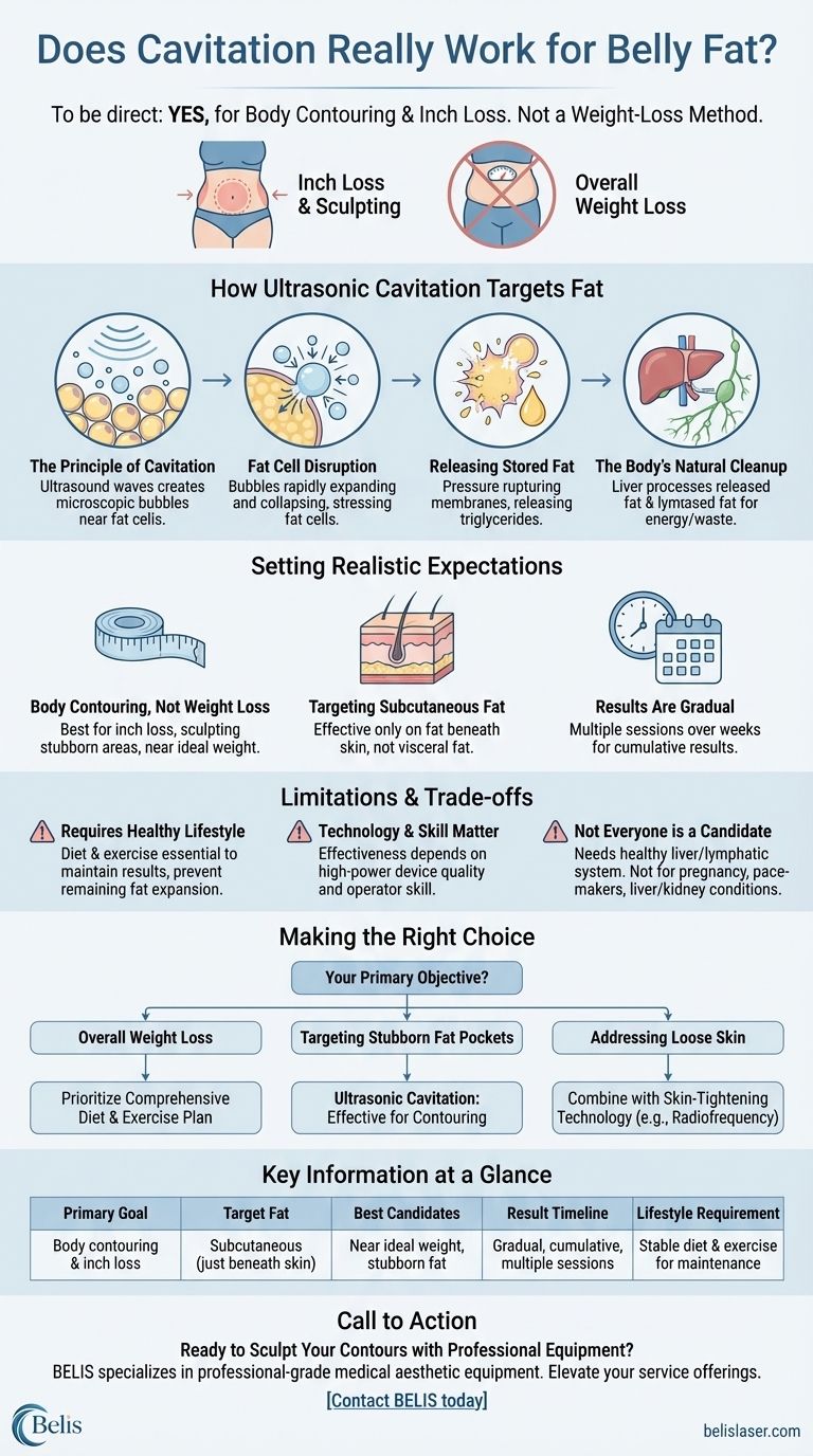 ¿Funciona realmente la cavitación para la grasa abdominal? Una guía para el contorno corporal no invasivo Guía Visual