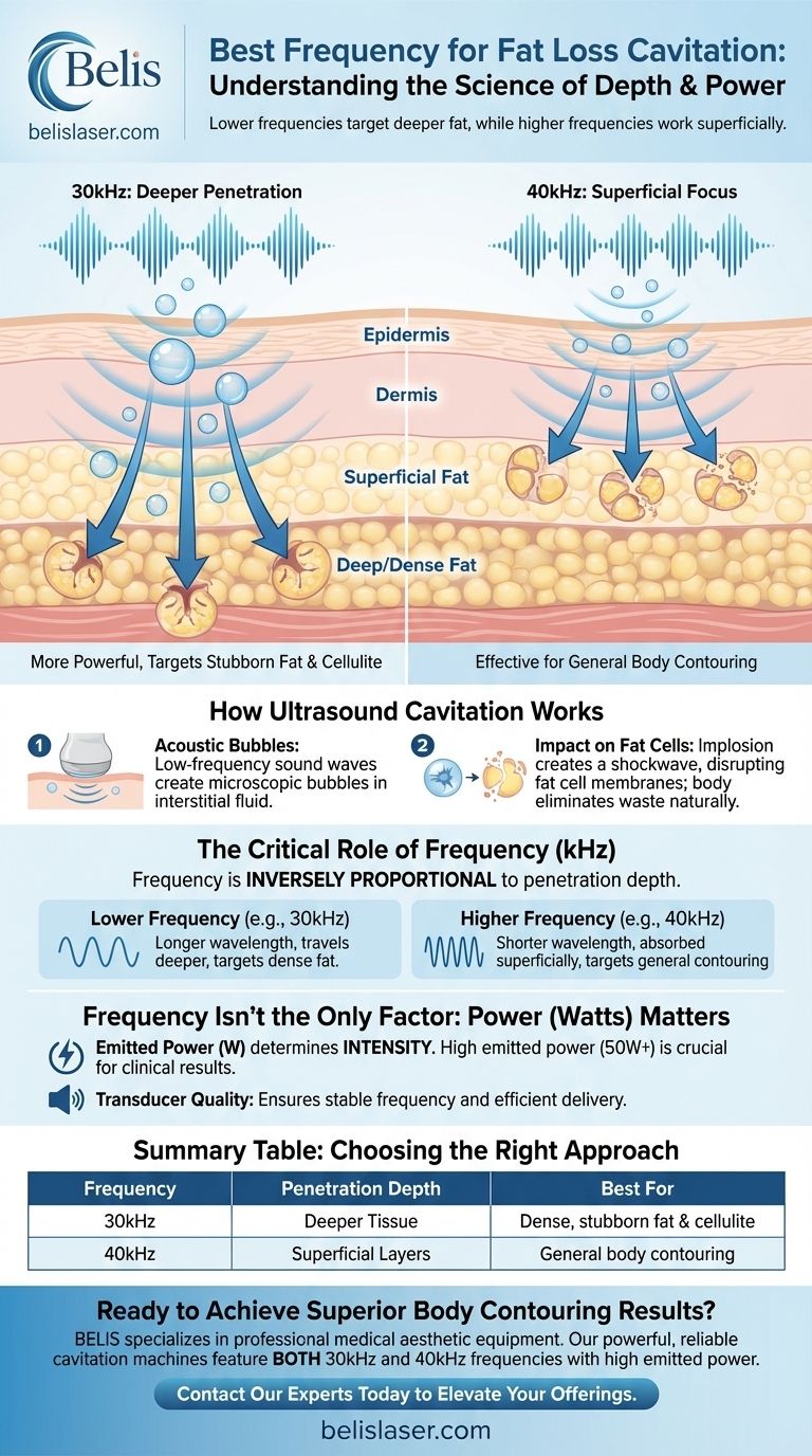 脂肪キャビテーションの最適な周波数は？深部脂肪と表層脂肪のターゲット設定 ビジュアルガイド