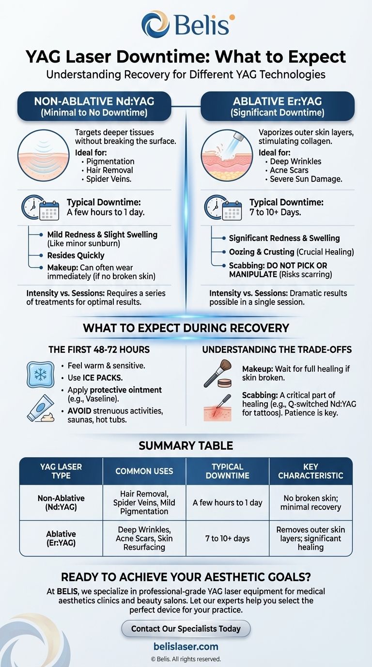YAGレーザーにダウンタイムはありますか？数時間から数週間まで、回復期間を計画しましょう ビジュアルガイド