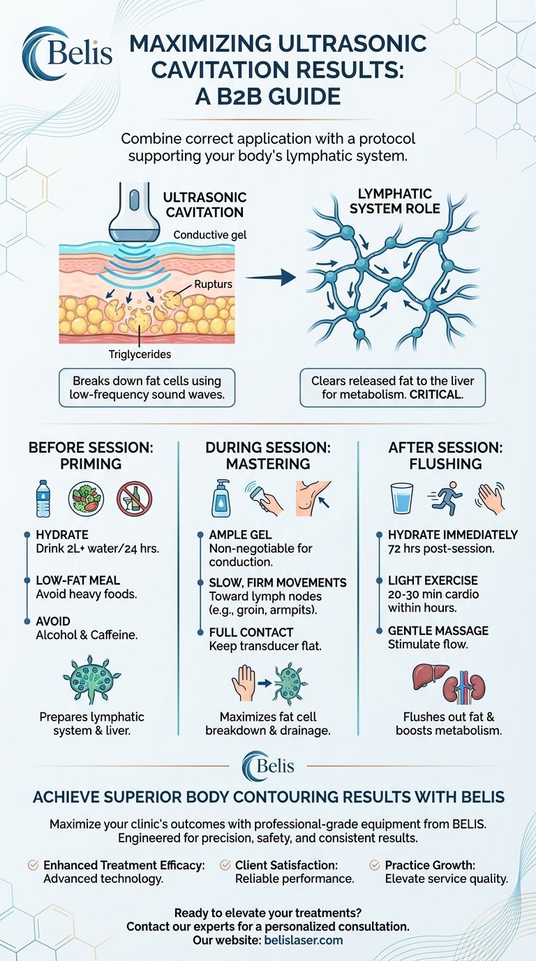 Come ottenere i migliori risultati dalla cavitazione ultrasonica? Massimizzare la riduzione del grasso con la tecnica corretta Guida Visiva