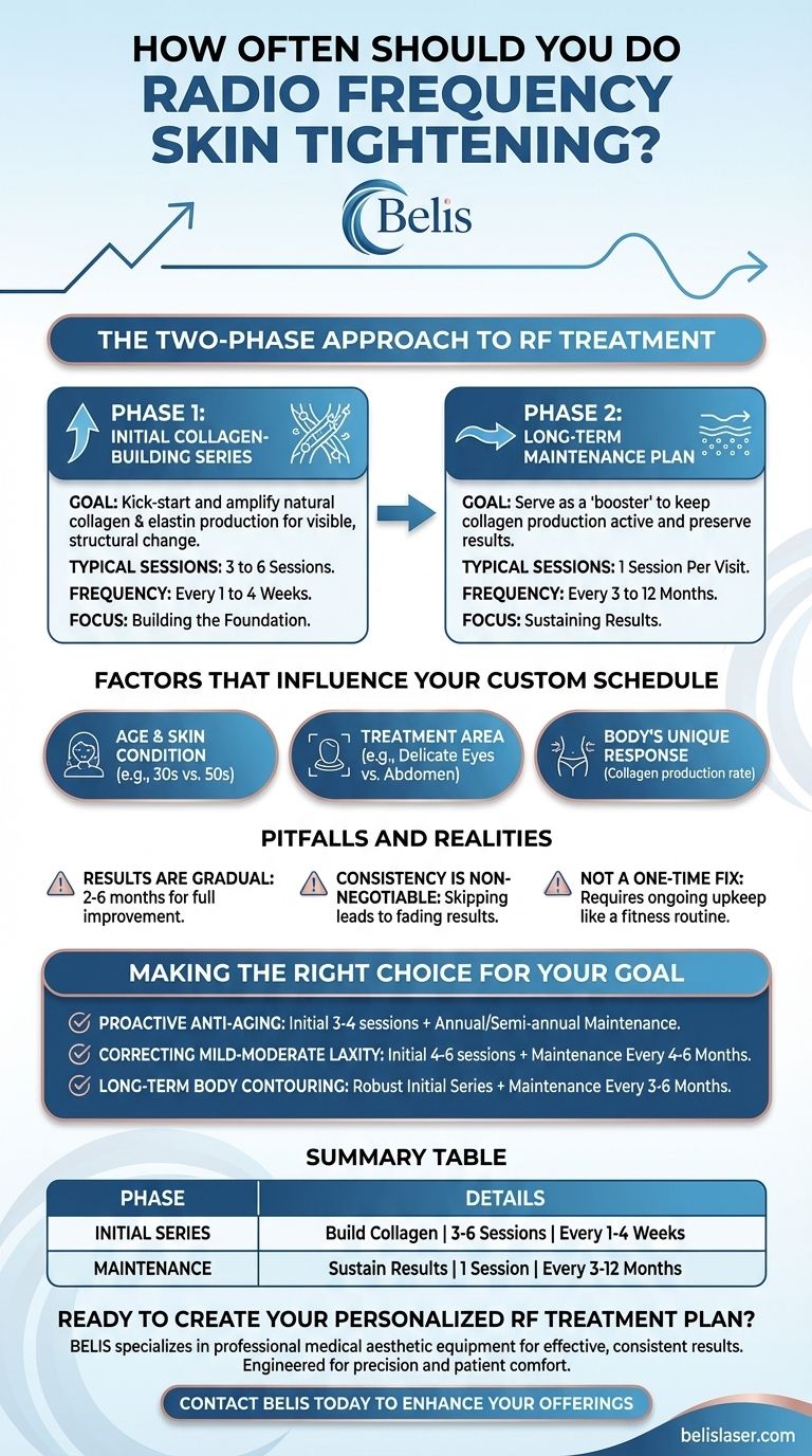 Con quale frequenza si dovrebbe fare il rassodamento cutaneo a radiofrequenza? Una guida al piano di trattamento in 2 fasi Guida Visiva