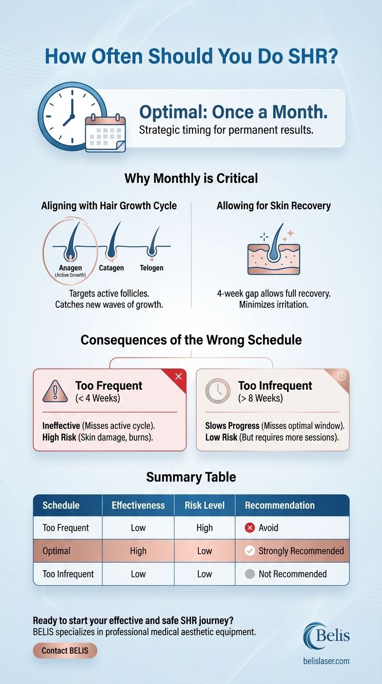 كم مرة يجب أن تقوم بإزالة الشعر بتقنية SHR؟ حقق تقليلًا دائمًا للشعر بجدول زمني شهري دليل مرئي