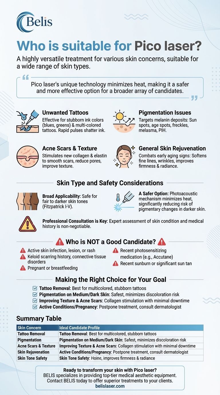 Chi è idoneo per il laser Pico? Una guida per la rimozione dei tatuaggi, le macchie pigmentate e le cicatrici da acne Guida Visiva