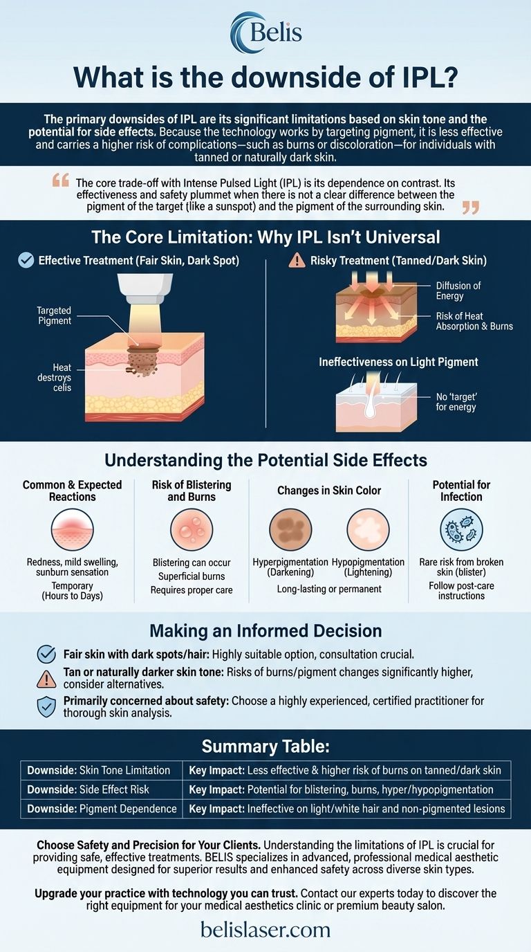 Qual é a desvantagem da Luz Intensa Pulsada (IPL)? Limitações Principais e Riscos para Peles de Tons Escuros Guia Visual