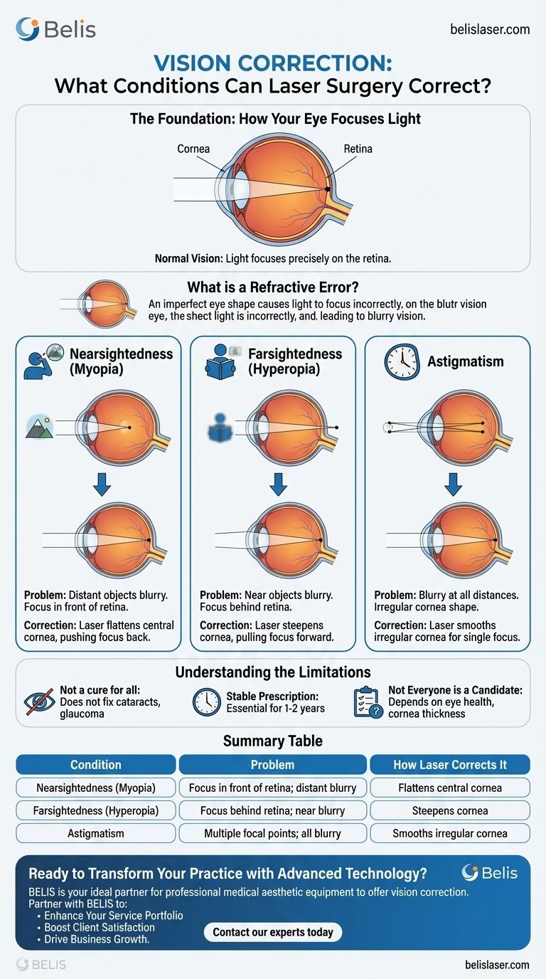 レーザー手術でどのような症状を矯正できますか？屈折異常矯正ガイド ビジュアルガイド
