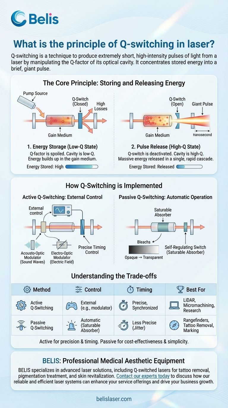 Qスイッチングの原理とは？高出力レーザーパルスの生成 ビジュアルガイド