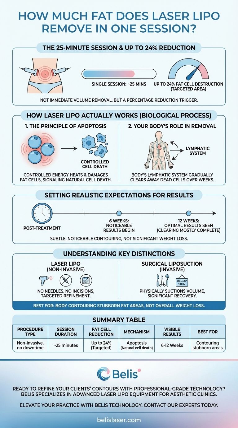 레이저 지방 흡입술은 한 번의 세션으로 얼마나 많은 지방을 제거하나요? 25분 만에 미묘한 바디 컨투어링을 달성하세요 시각적 가이드