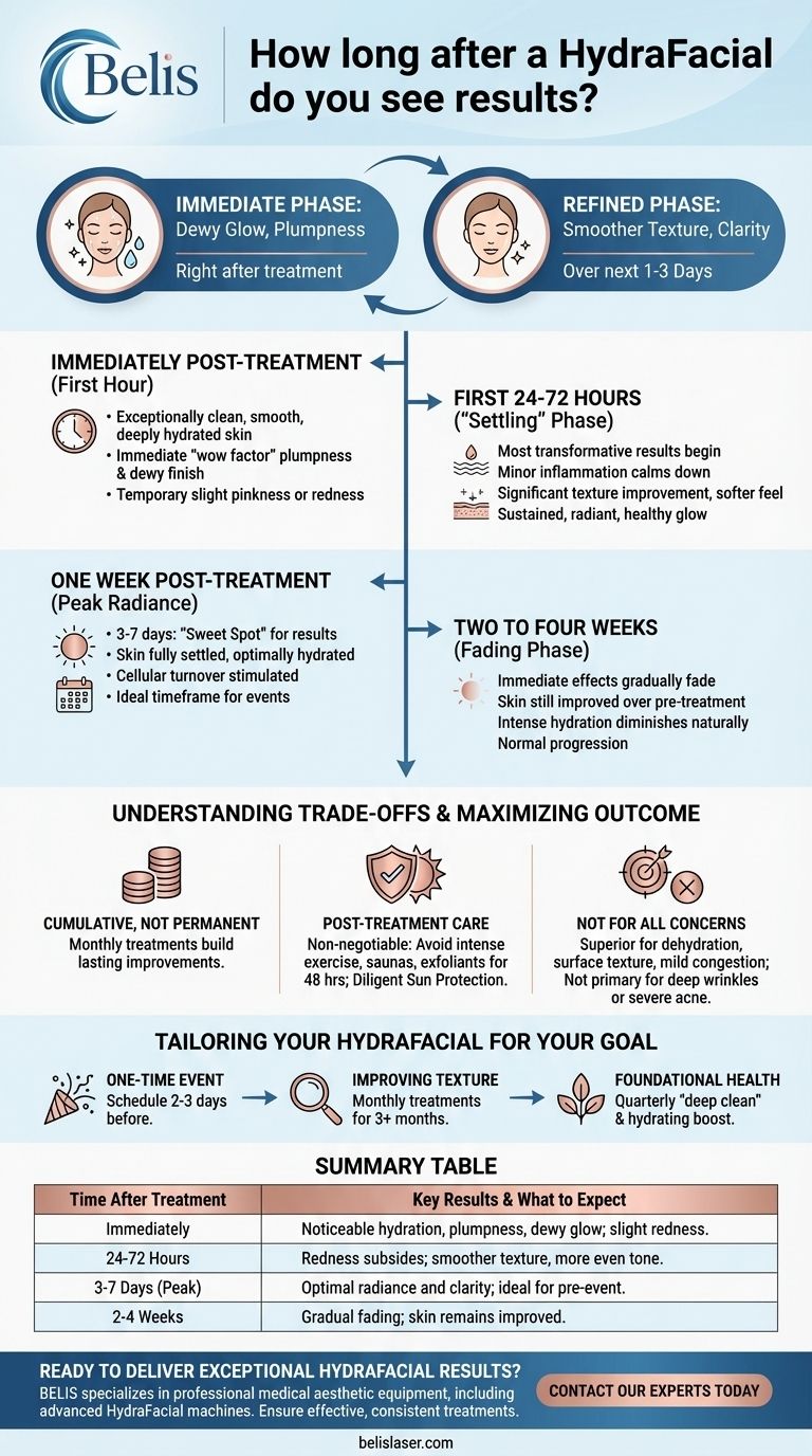 ハイドラフェイシャル後、どのくらいの期間で効果を実感できますか？輝く肌へのタイムライン ビジュアルガイド