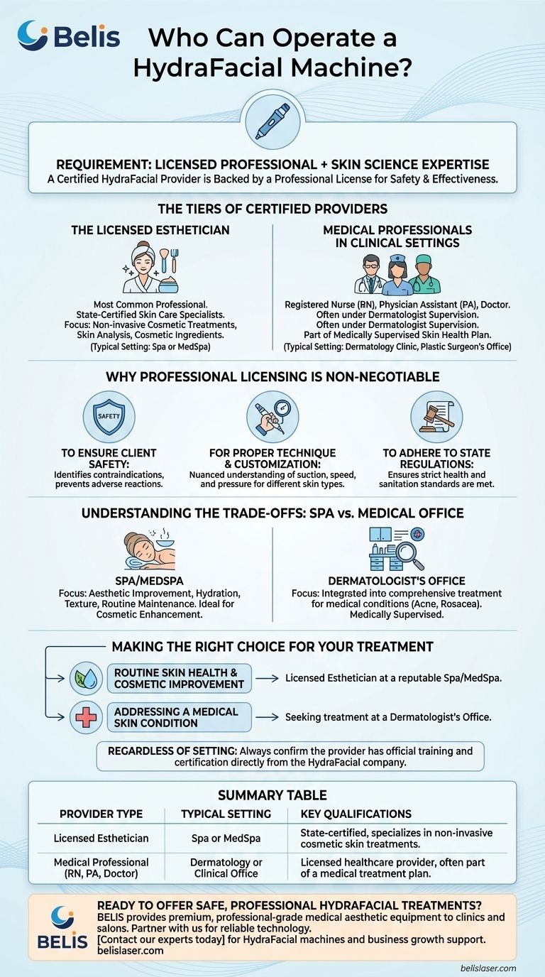 하이드라페이셜 기기는 누가 작동할 수 있나요? 면허를 소지한 전문가에게 시술을 받으세요 시각적 가이드