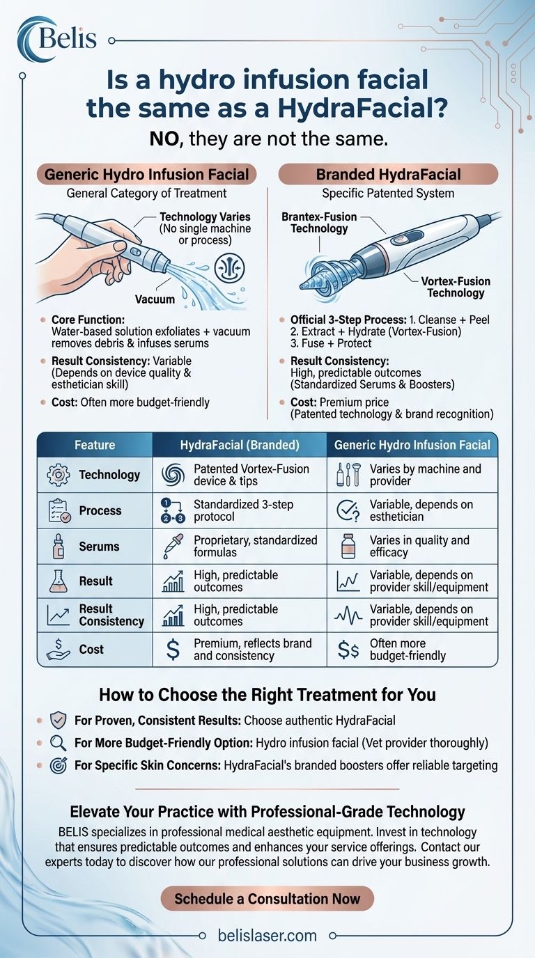 Un trattamento idroinfusione viso è uguale a un HydraFacial? Svelare le differenze chiave per la vostra clinica Guida Visiva
