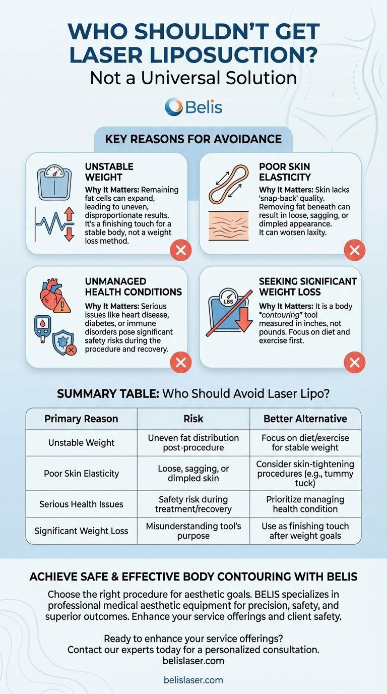レーザー脂肪吸引を受けるべきでない人は？このガイドで不満の残る結果を避けましょう ビジュアルガイド