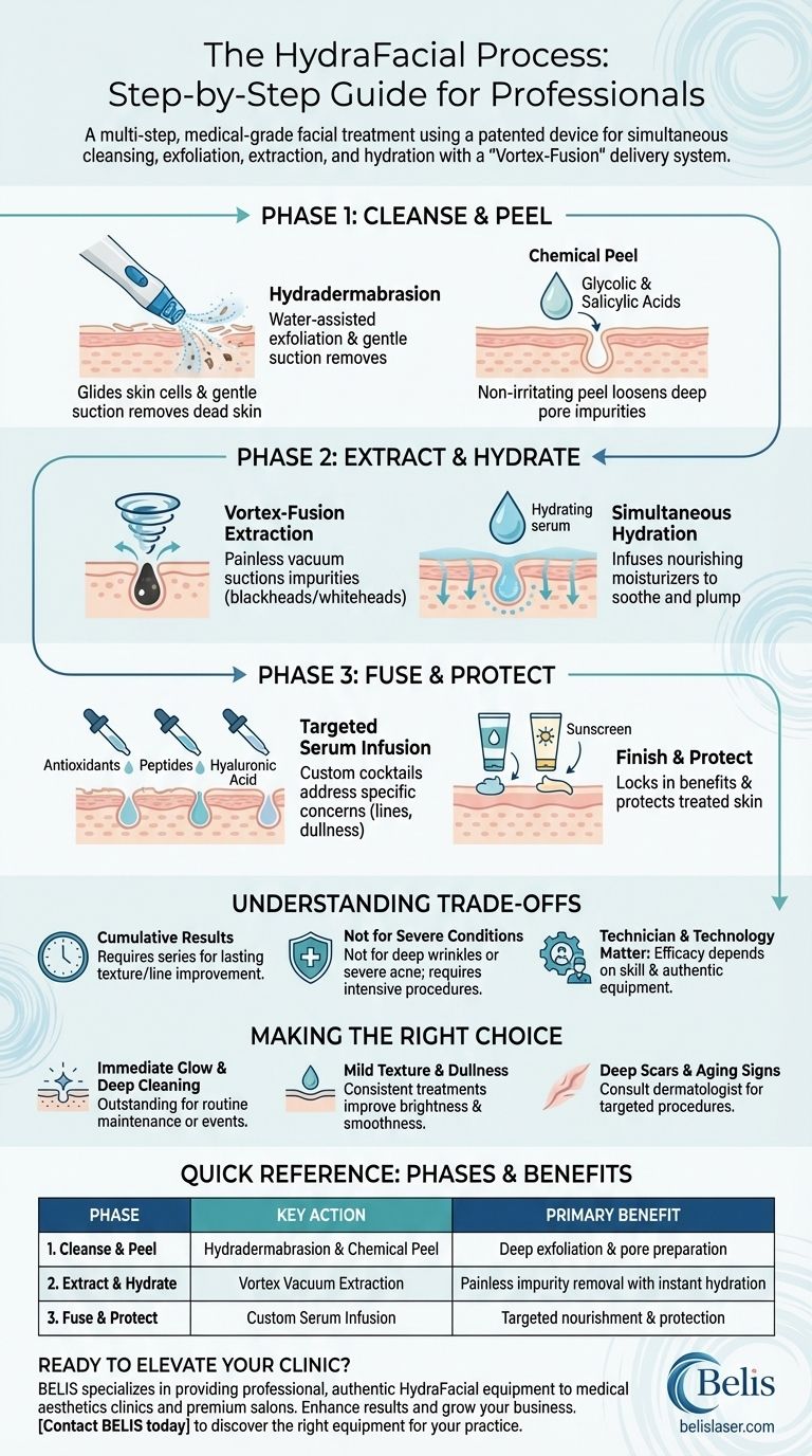Come si esegue un HydraFacial passo dopo passo? Una guida dettagliata al trattamento in 3 fasi Guida Visiva