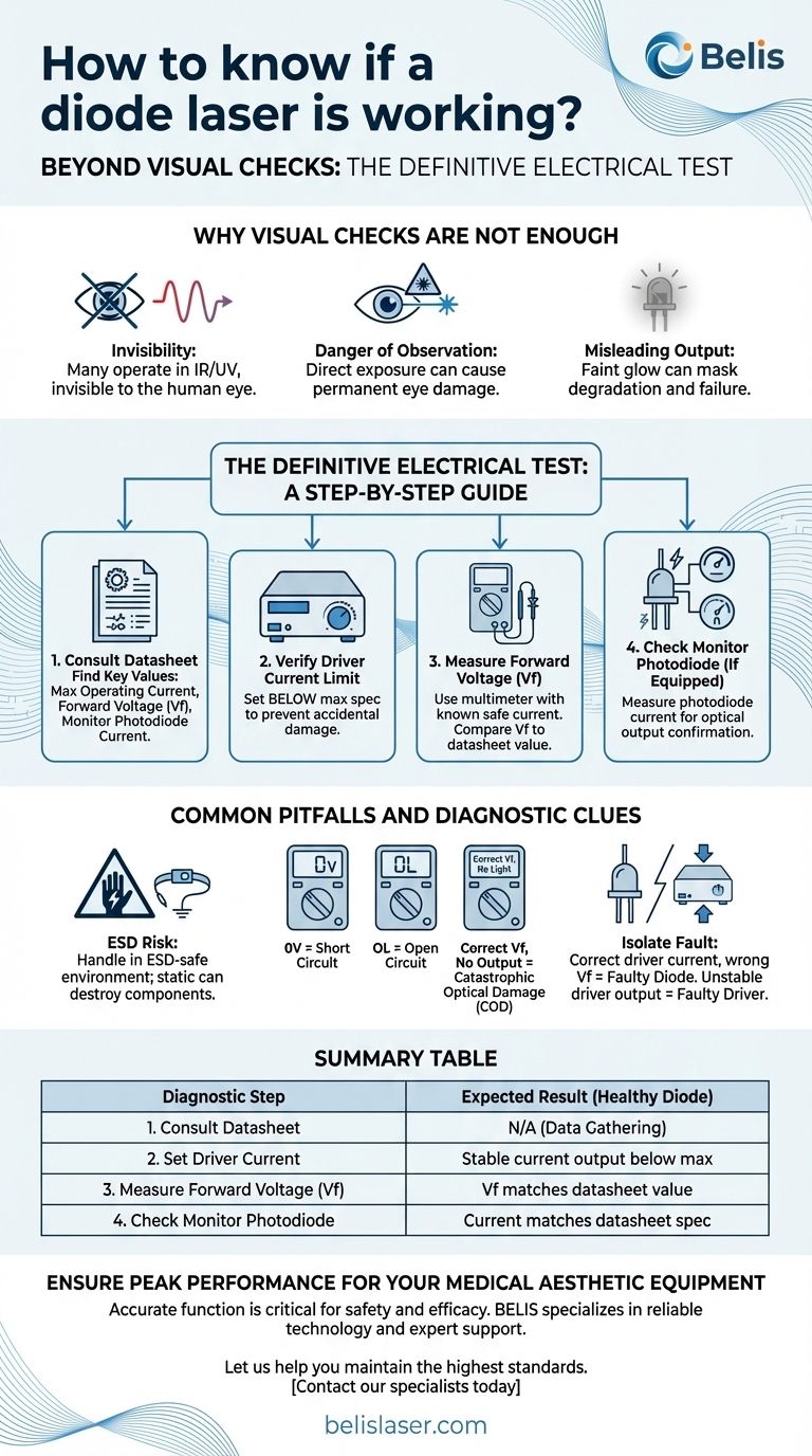 How to know if a diode laser is working? Diagnose with a Definitive Electrical Test Visual Guide