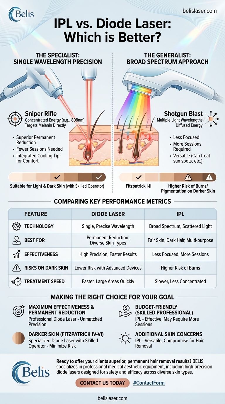 Qu'est-ce qui est mieux, un IPL ou un laser à diode ? Débloquez la précision pour une épilation permanente Guide Visuel