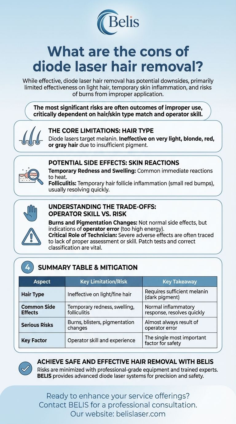 ما هي سلبيات إزالة الشعر بالليزر الدايود؟ فهم المخاطر والقيود دليل مرئي
