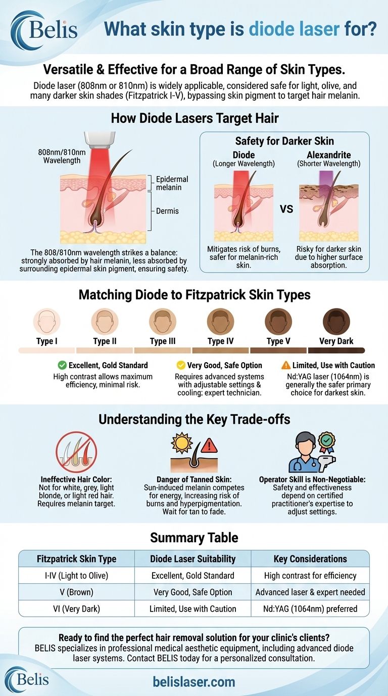 Per quale tipo di pelle è adatto il laser a diodi? Rimozione sicura dei peli per pelli chiare e scure Guida Visiva
