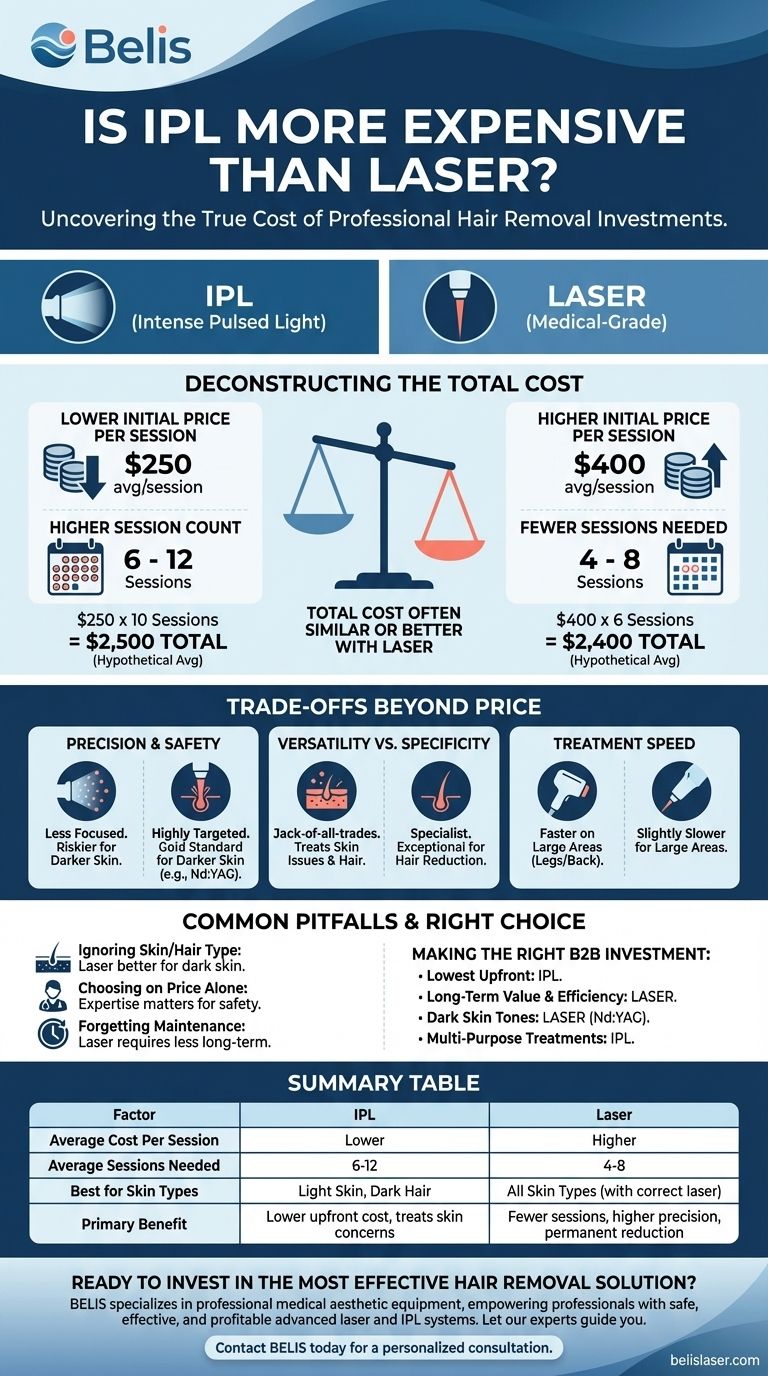 L'IPL è più costoso del laser? Scopri il costo reale a lungo termine della depilazione Guida Visiva