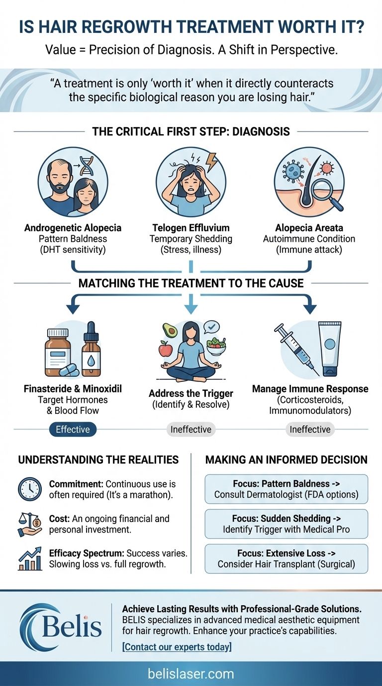 Is hair regrowth treatment worth it? Only with a precise diagnosis. Visual Guide