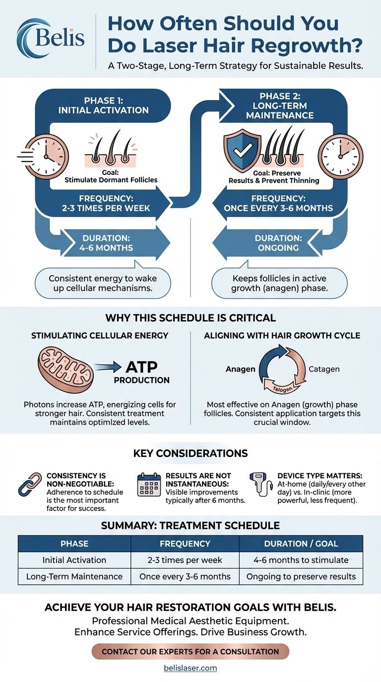 ¿Con qué frecuencia se debe realizar el tratamiento de crecimiento capilar con láser? Una guía del programa de tratamiento de dos fases Guía Visual