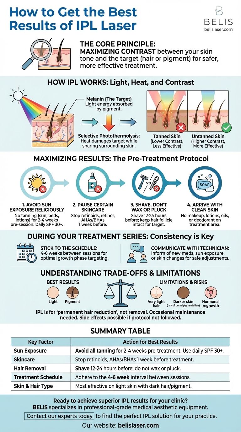 IPLレーザーで最高の結果を得るには？安全で効果的な治療のためにコントラストを最大化する ビジュアルガイド